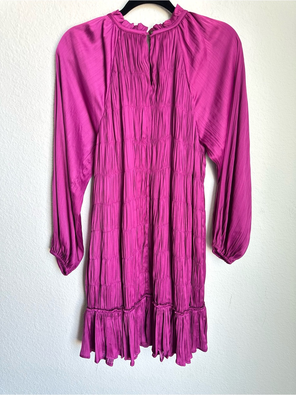 Maeve Anthropologie Tasha Smocked pleated purple Mini Dress Small NWT bohemian - Picture 13 of 15